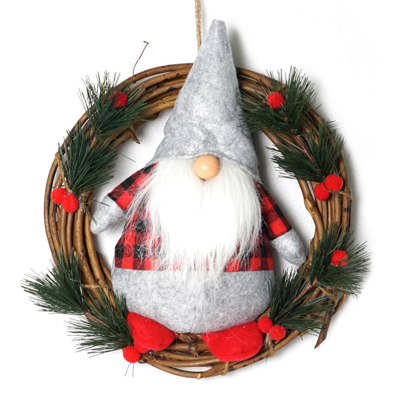 10 Inch Natural Rattan Ring Faceless Doll Pendant